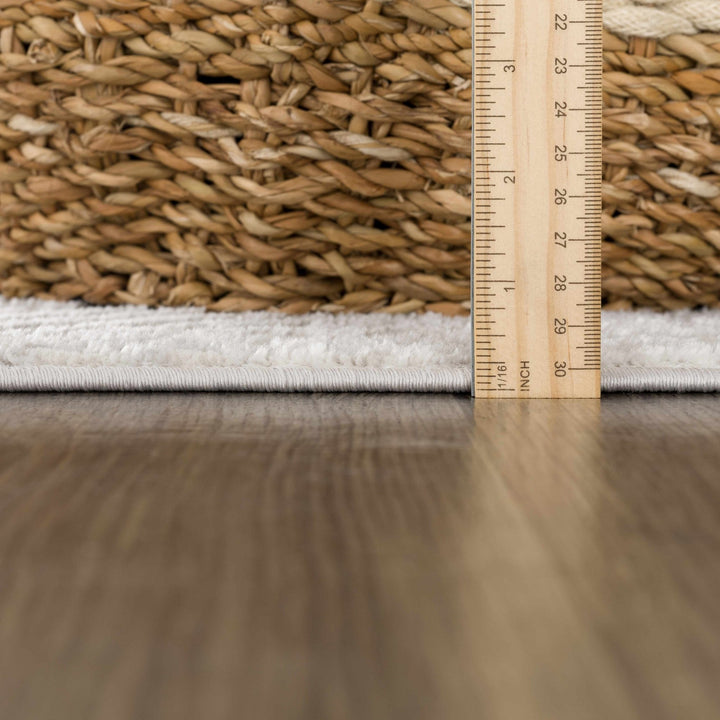 Modern Chevron Pattern Ivory, Beige and Pink Area Rug - The Rug Decor