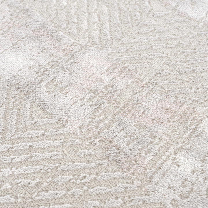 Modern Chevron Pattern Ivory, Beige and Pink Area Rug - The Rug Decor