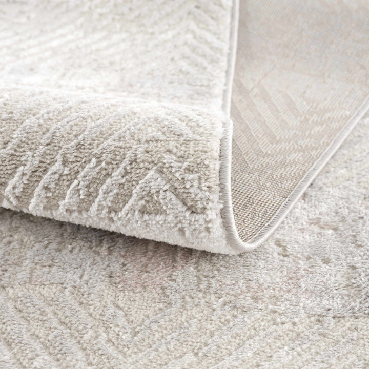 Modern Chevron Pattern Ivory, Beige and Pink Area Rug - The Rug Decor
