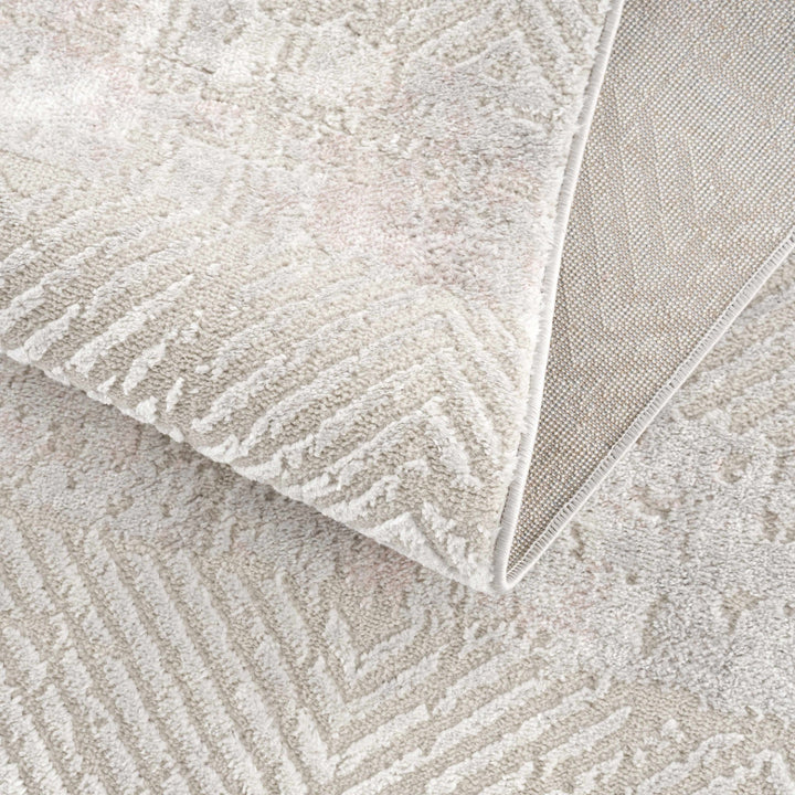 Modern Chevron Pattern Ivory, Beige and Pink Area Rug - The Rug Decor
