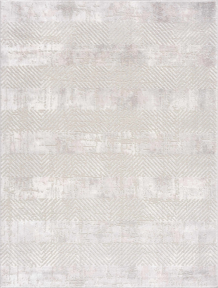Modern Chevron Pattern Ivory, Beige and Pink Area Rug - The Rug Decor