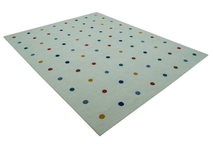 Modern Colorful Polka Dot Ivory 8x10 Hand Tufted wool area rug - The Rug Decor
