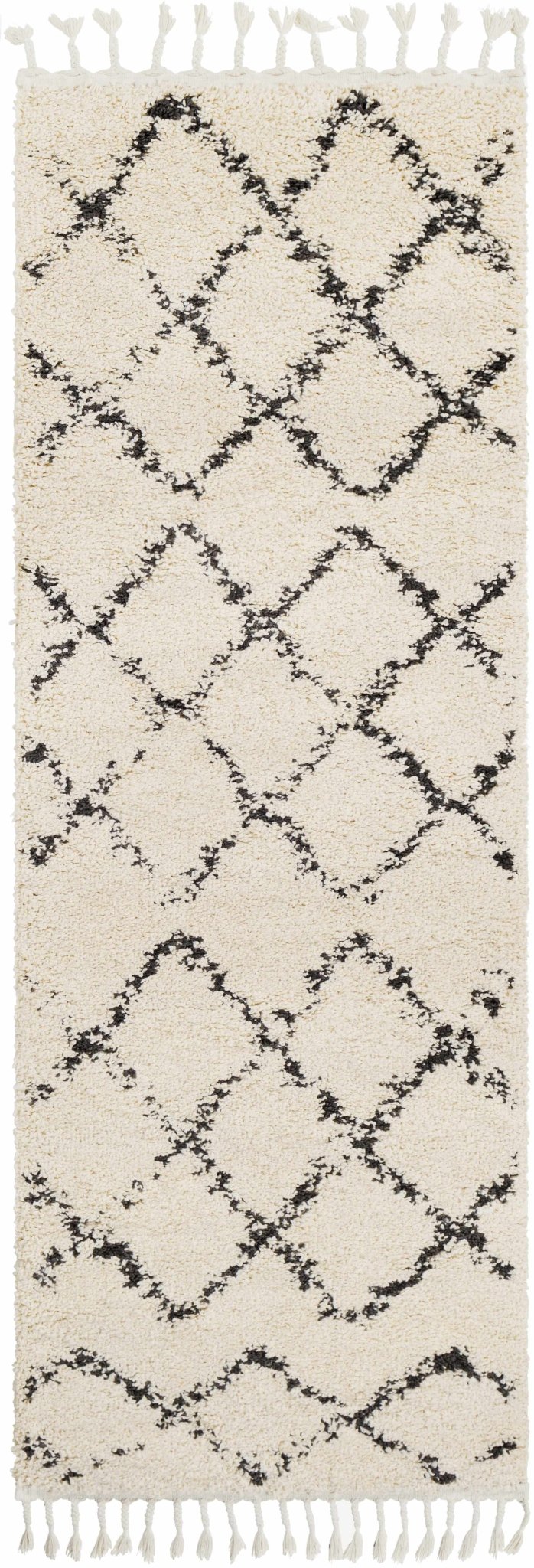 Modern Contemporary Beige and Charcoal Tribal Trellis Plush Pile Area Rug - The Rug Decor