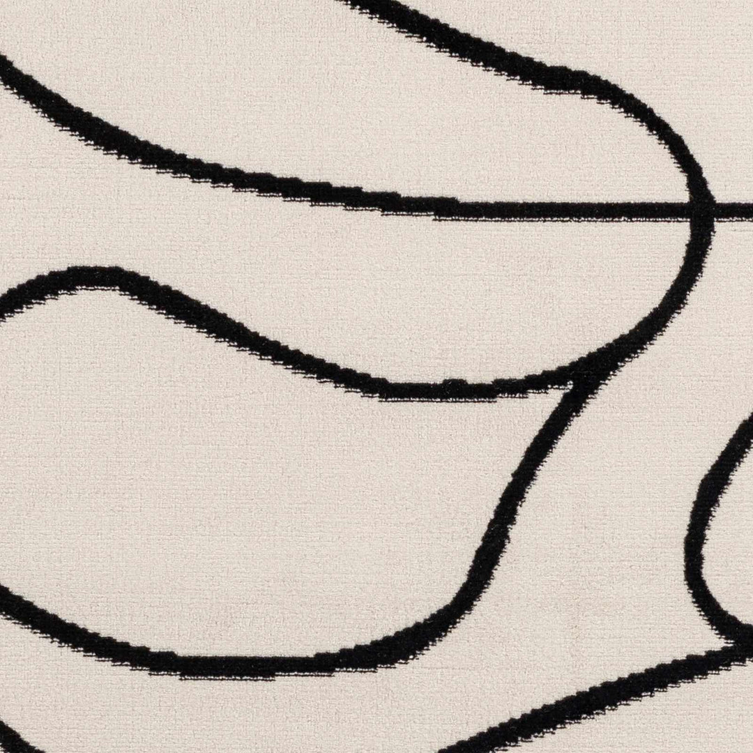 Modern Contemporary Ivory and Black Free lines design Area Rug - The Rug Decor
