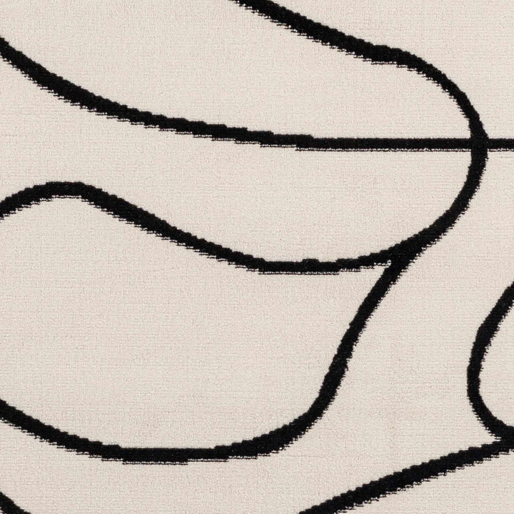 Modern Contemporary Ivory and Black Free lines design Area Rug - The Rug Decor