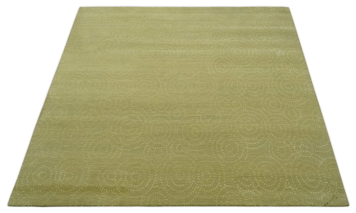 Modern Design Olive Hand loom 6x6 Square wool Area Rug - The Rug Decor