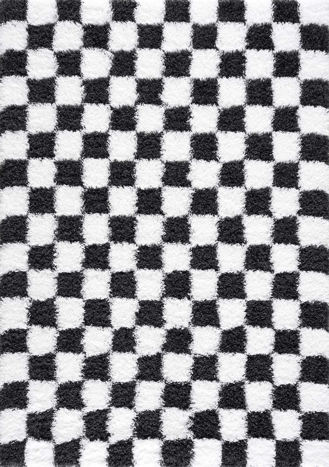 Modern geometric Black and White Checkboard style Plush pile Area Rug - The Rug Decor