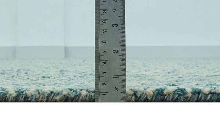 Modern Geometrical 8x10 Teal and Ivory Hand Tufted wool area rug - The Rug Decor