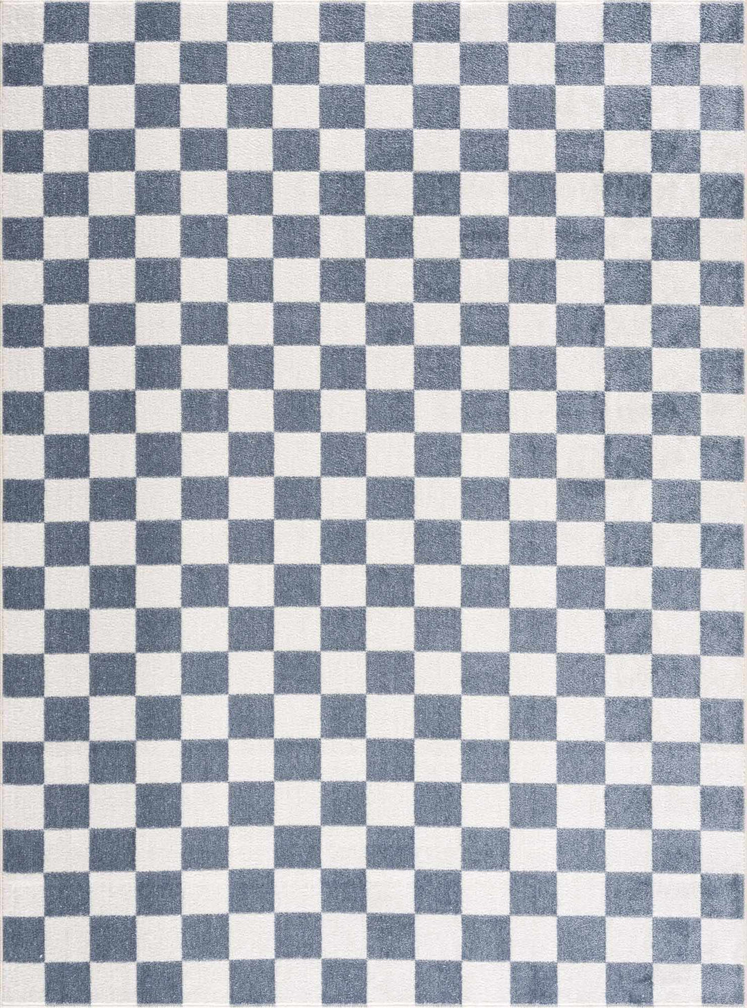 Modern Geometrical Checkered Blue and Ivory Check Board Washable Area Rug - The Rug Decor