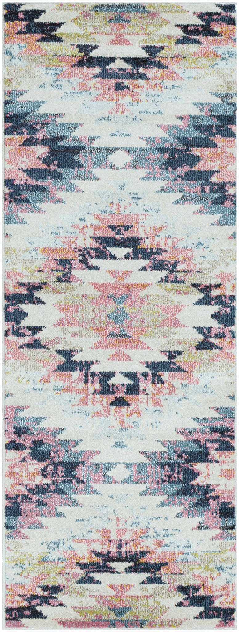 Modern Geometrical Chevron Design Ivory, Pink, Blue and Teal Multi size Rug - The Rug Decor