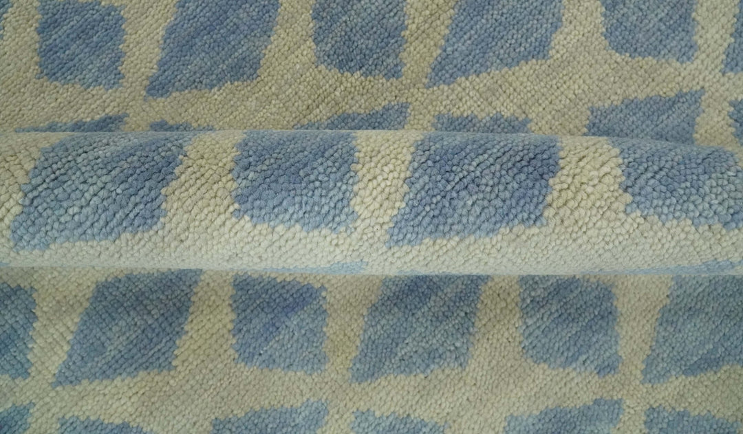 Modern Geometrical Diamond Design Gray and Beige 8x10 Hand knotted wool rug - The Rug Decor