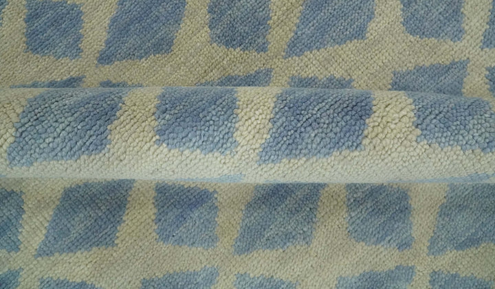 Modern Geometrical Diamond Design Gray and Beige 8x10 Hand knotted wool rug - The Rug Decor