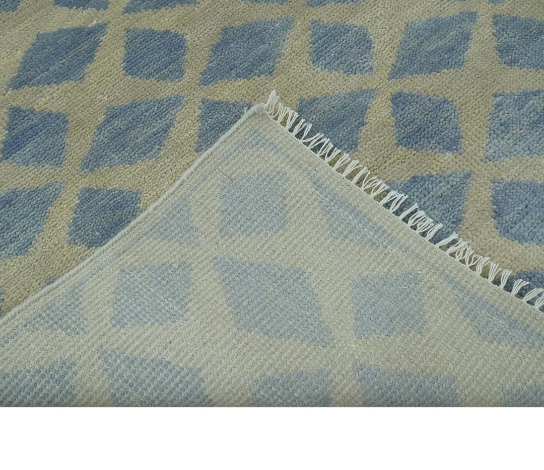 Modern Geometrical Diamond Design Gray and Beige 8x10 Hand knotted wool rug - The Rug Decor