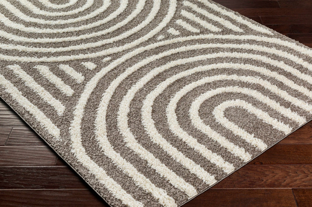 Modern Geometrical Gray and Ivory Plush Pile area rug - The Rug Decor