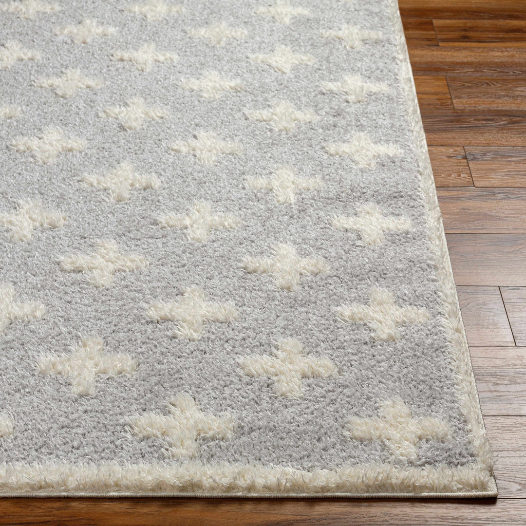Modern Geometrical Gray and Ivory Plush Pile area rug - The Rug Decor