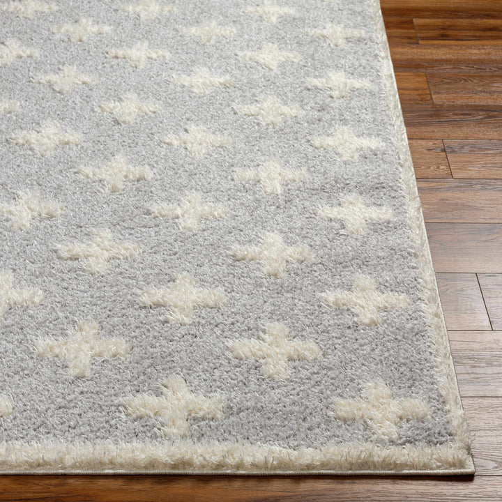 Modern Geometrical Gray and Ivory Plush Pile area rug - The Rug Decor