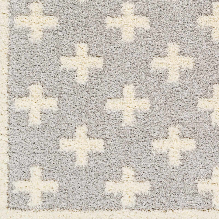 Modern Geometrical Gray and Ivory Plush Pile area rug - The Rug Decor