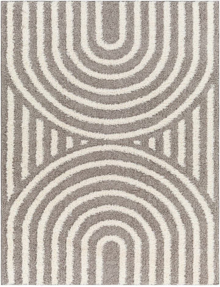 Modern Geometrical Gray and Ivory Plush Pile area rug - The Rug Decor