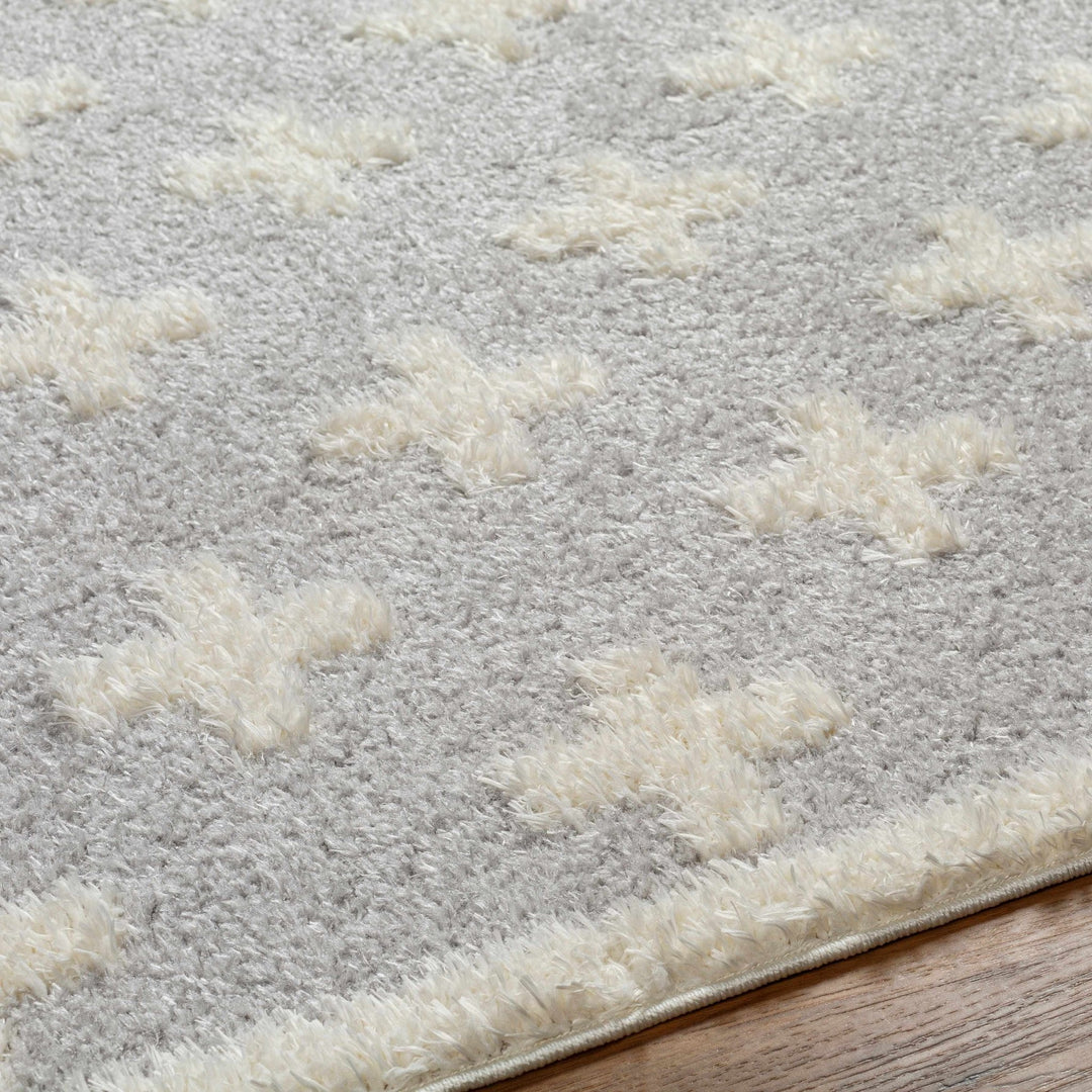 Modern Geometrical Gray and Ivory Plush Pile area rug - The Rug Decor