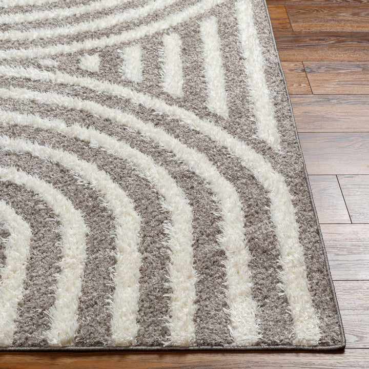 Modern Geometrical Gray and Ivory Plush Pile area rug - The Rug Decor