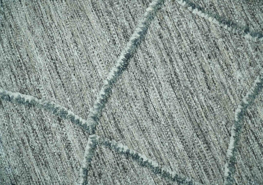 Modern Geometrical Hand carved Texture Gray, Ivory and Charcoal Hand Knotted 5x8 wool Area Rug - The Rug Decor