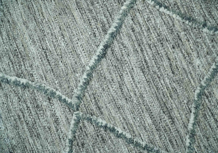 Modern Geometrical Hand carved Texture Gray, Ivory and Charcoal Hand Knotted 5x8 wool Area Rug - The Rug Decor
