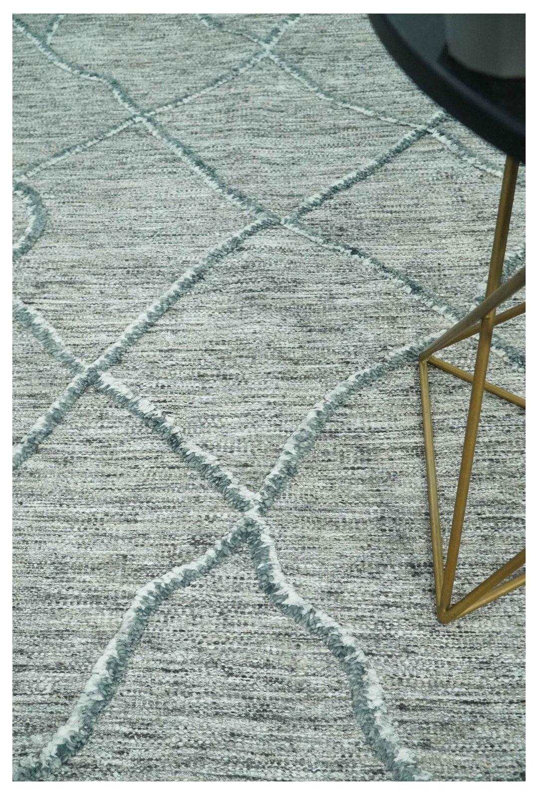 Modern Geometrical Hand carved Texture Gray, Ivory and Charcoal Hand Knotted 5x8 wool Area Rug - The Rug Decor