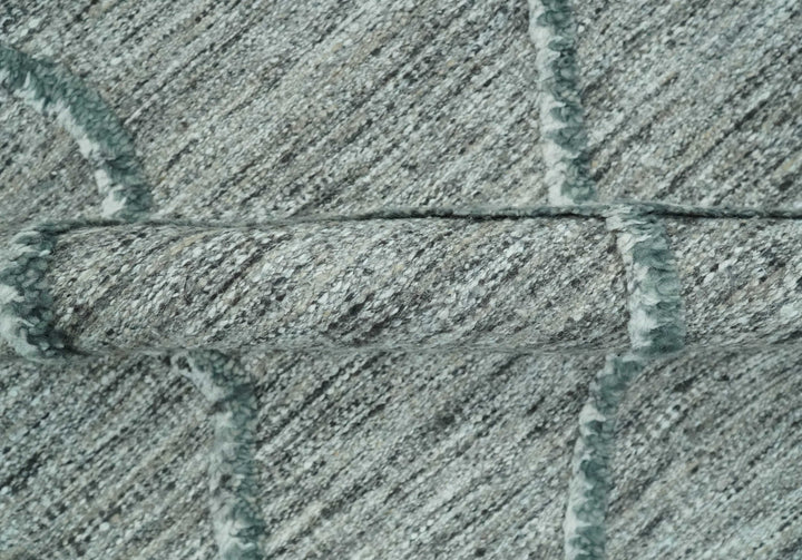 Modern Geometrical Hand carved Texture Gray, Ivory and Charcoal Hand Knotted 5x8 wool Area Rug - The Rug Decor