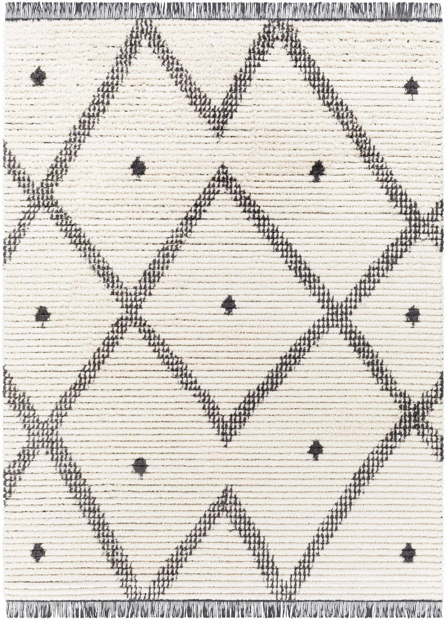 Modern Geometrical Ivory and Charcoal Stripes texture area rug - The Rug Decor