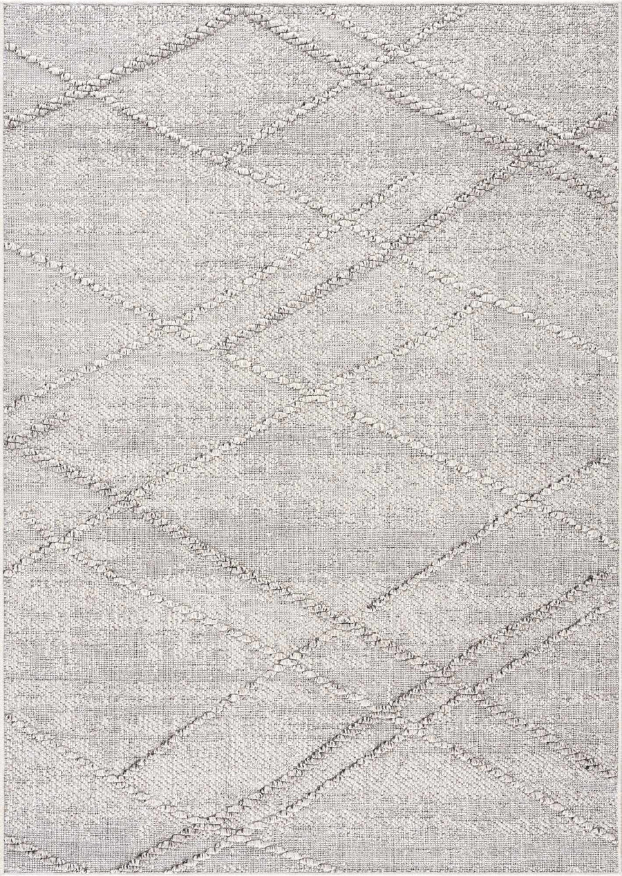 Modern Geometrical Ivory and Gray Outdoor Safe Area Rug - The Rug Decor
