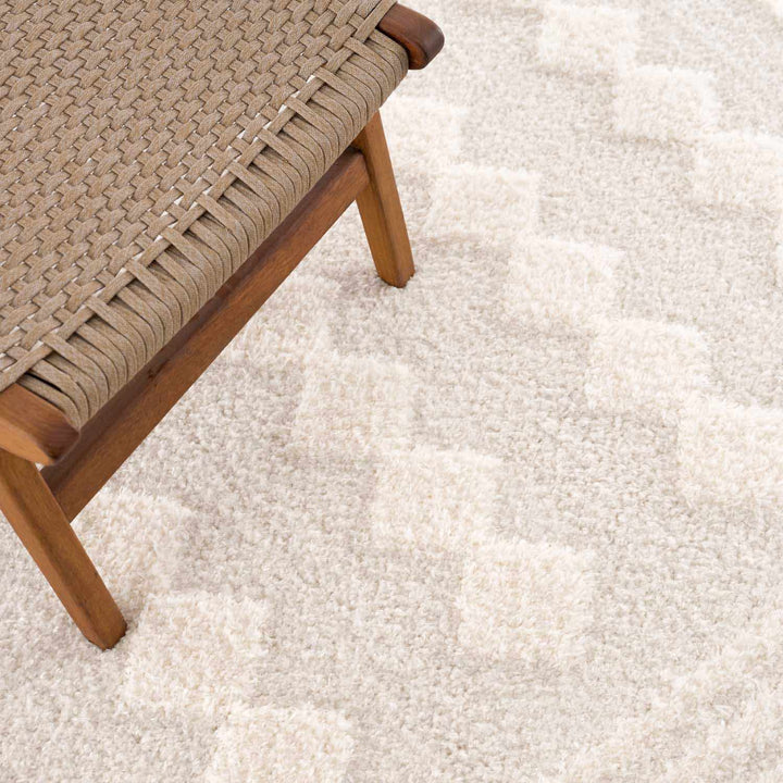 Modern Geometrical Ivory Stripes design Plush Pile area rug - The Rug Decor