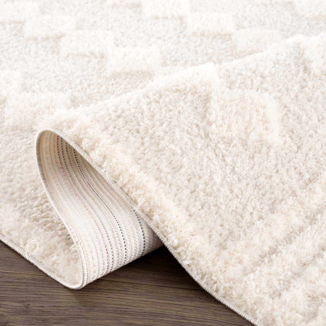 Modern Geometrical Ivory Stripes design Plush Pile area rug - The Rug Decor