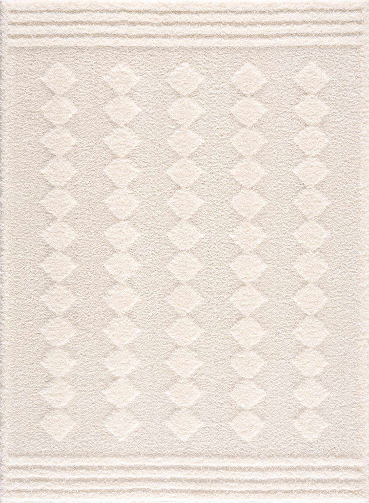 Modern Geometrical Ivory Stripes design Plush Pile area rug - The Rug Decor