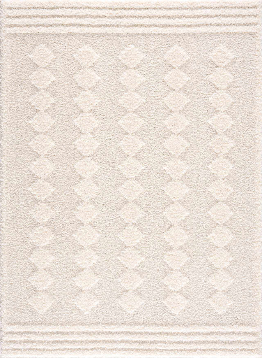 Modern Geometrical Ivory Stripes design Plush Pile area rug - The Rug Decor