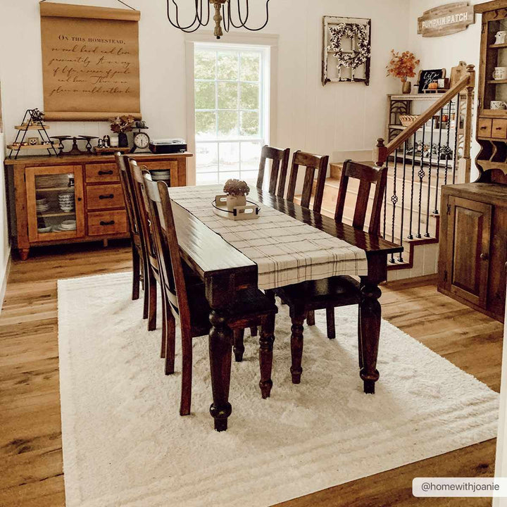 Modern Geometrical Ivory Stripes design Plush Pile area rug - The Rug Decor