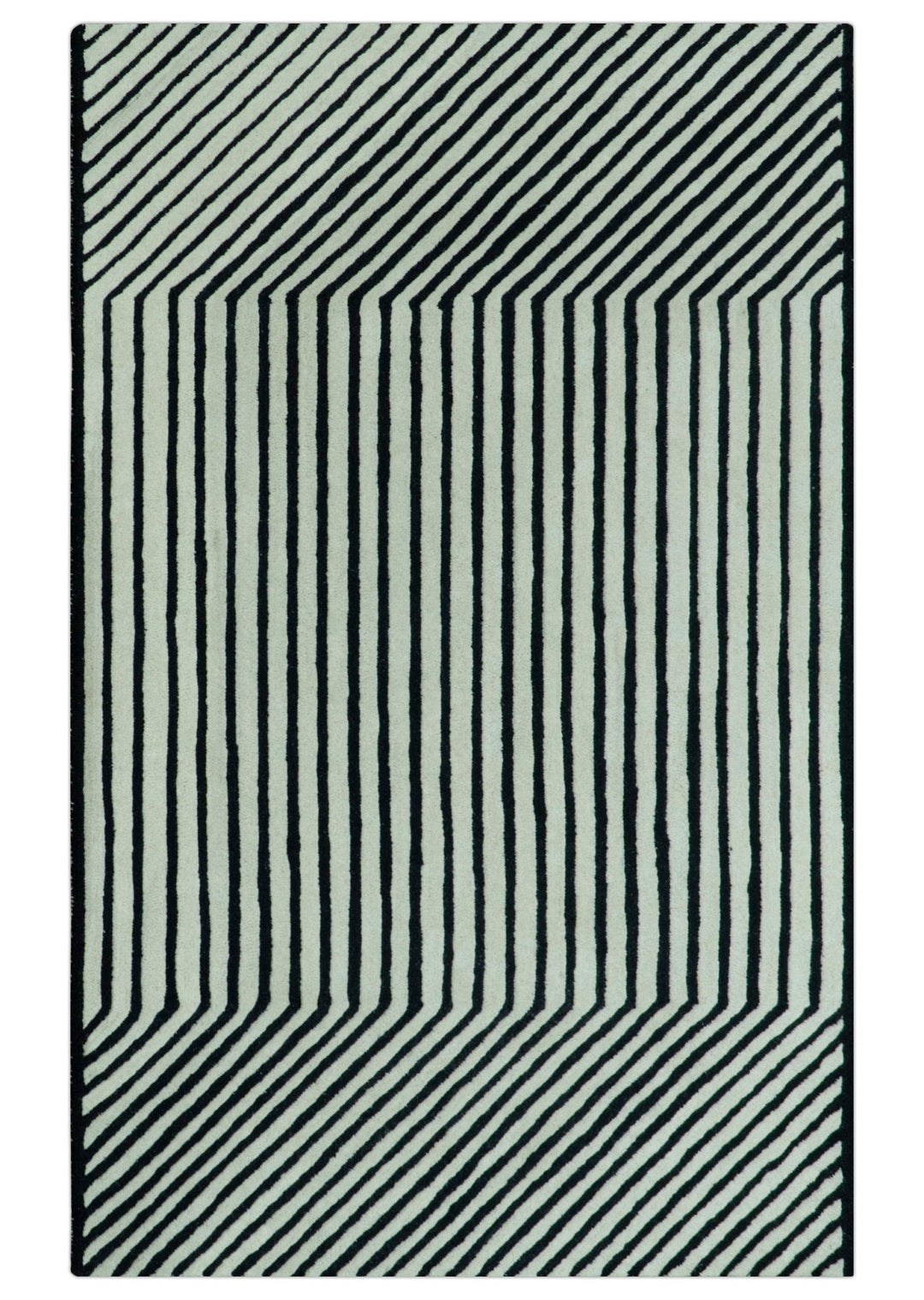 Modern Geometrical Pattern Black And White Hand Tufted Custom Made wool rug - The Rug Decor