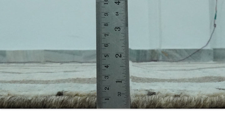 Modern Geometrical Silver, Ivory and Charcoal Hand Knotted 5x8 wool area Rug - The Rug Decor