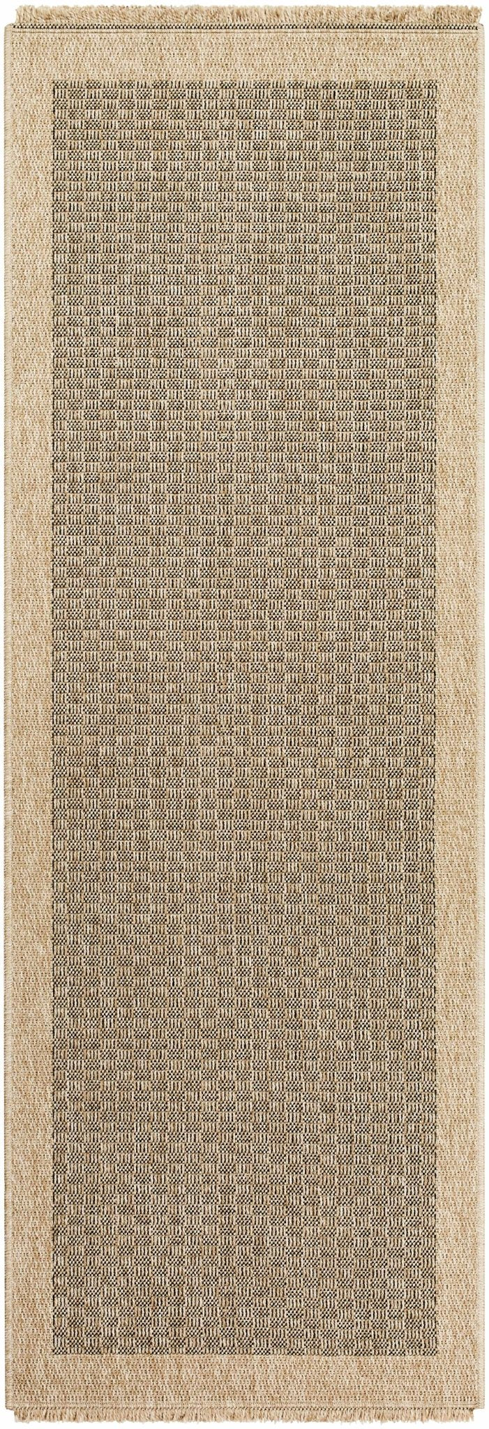 Modern Geometrical Texture Camel and Black Indoor & Outdoor Safe Area Rug - The Rug Decor