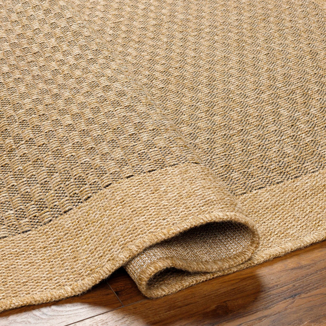 Modern Geometrical Texture Camel and Black Indoor & Outdoor Safe Area Rug - The Rug Decor
