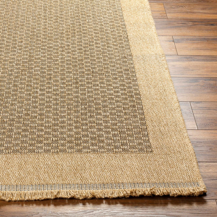 Modern Geometrical Texture Camel and Black Indoor & Outdoor Safe Area Rug - The Rug Decor