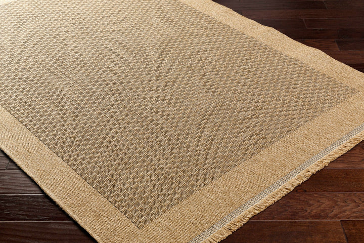 Modern Geometrical Texture Camel and Black Indoor & Outdoor Safe Area Rug - The Rug Decor