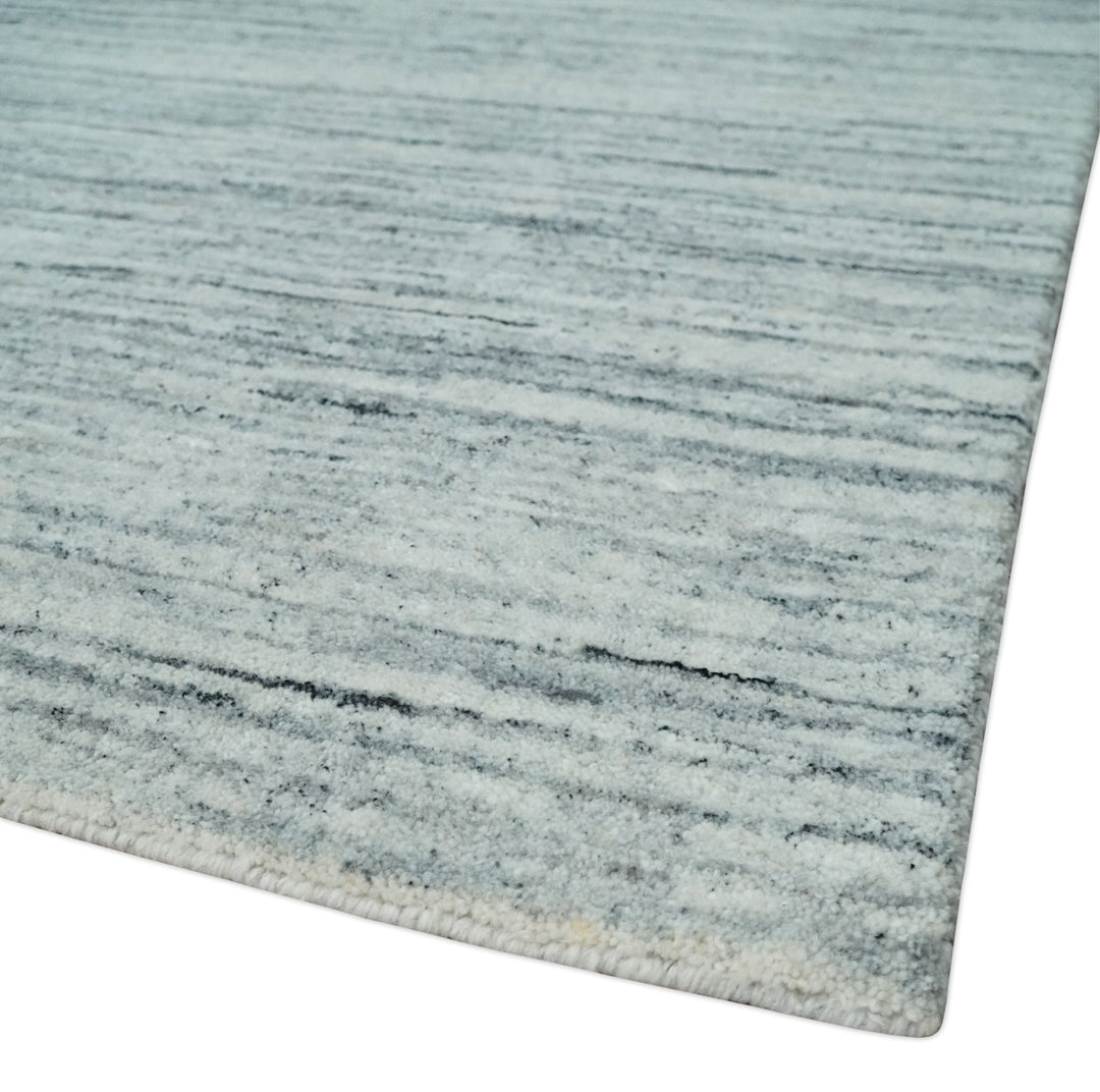 Modern Handloom Ivory, Charcoal, Silver 8x10 Contemporary Wool Area Rug - The Rug Decor