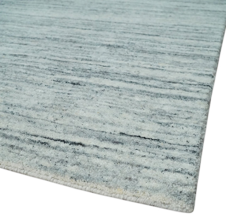 Modern Handloom Ivory, Charcoal, Silver 8x10 Contemporary Wool Area Rug - The Rug Decor
