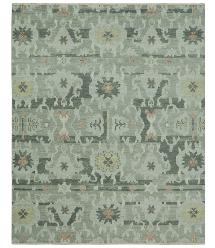 Modern Ikat Design Silver And Blue Hand Knotted Custom Made wool rug - The Rug Decor