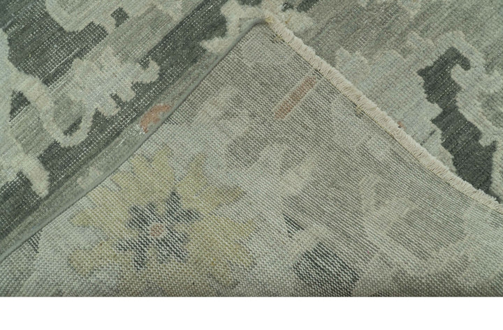 Modern Ikat Design Silver And Blue Hand Knotted Custom Made wool rug - The Rug Decor