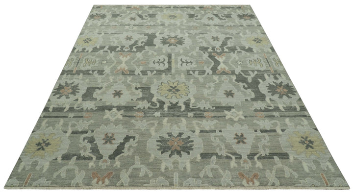 Modern Ikat Design Silver And Blue Hand Knotted Custom Made wool rug - The Rug Decor