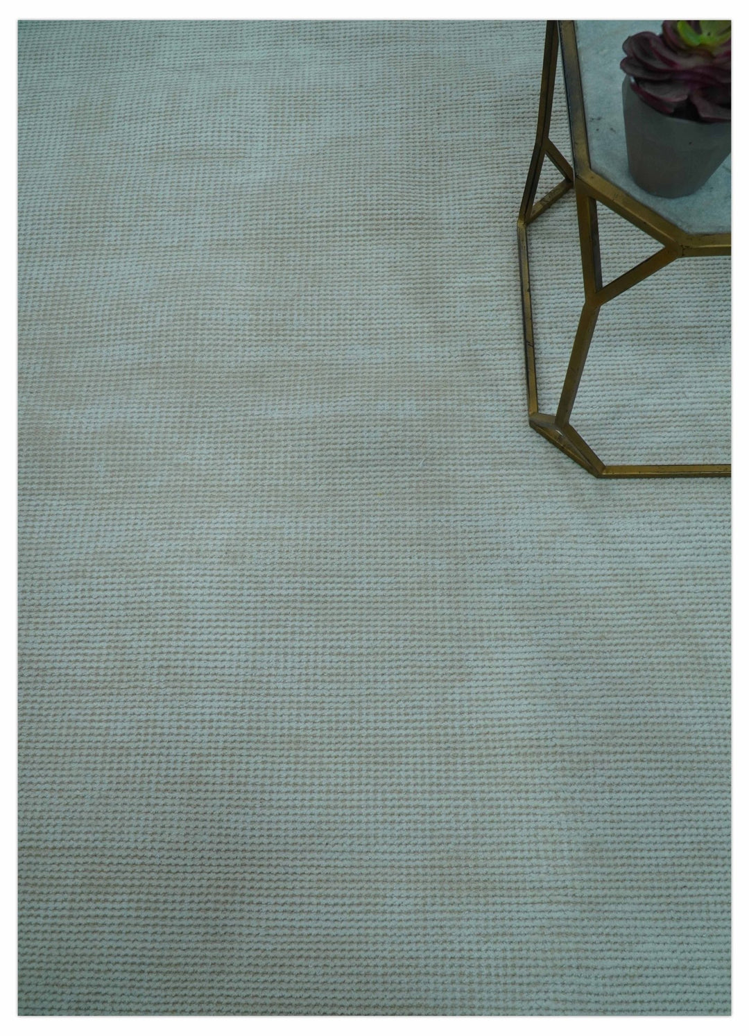 Modern Solid Design Ivory 5x8 Hand Woven Wool Area Rug - The Rug Decor