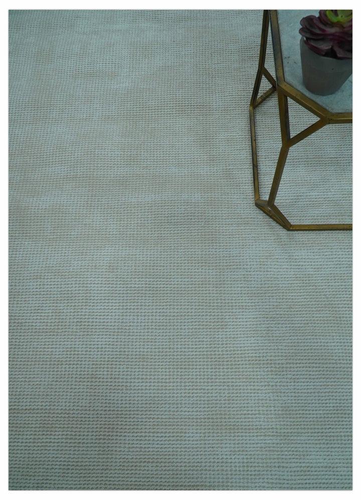 Modern Solid Design Ivory 5x8 Hand Woven Wool Area Rug - The Rug Decor