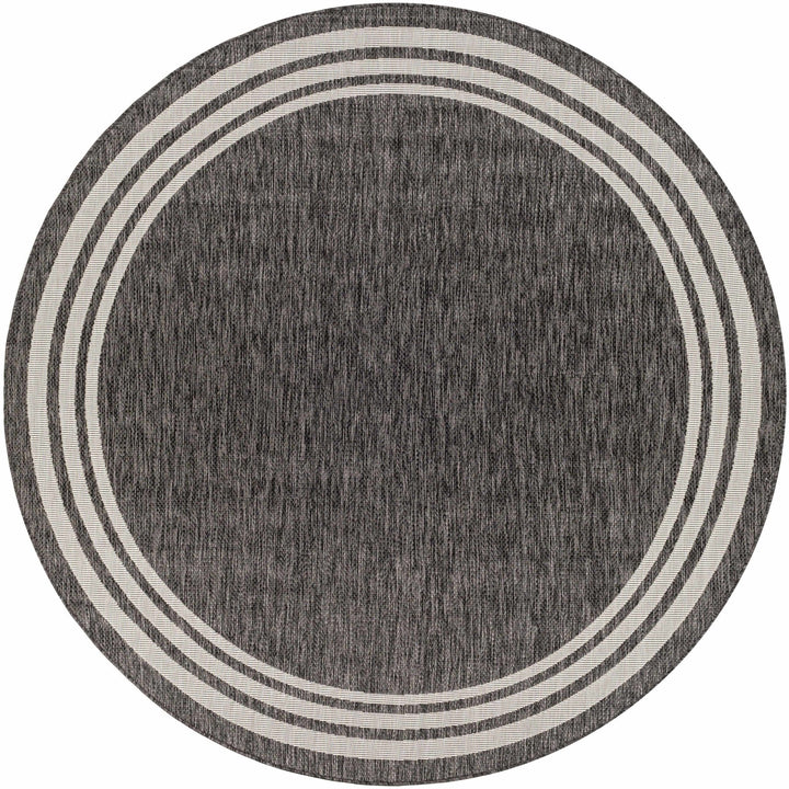 Modern Solid Plain Charcoal and Ivory Stripes Design Outdoor Safe Area Rug - The Rug Decor