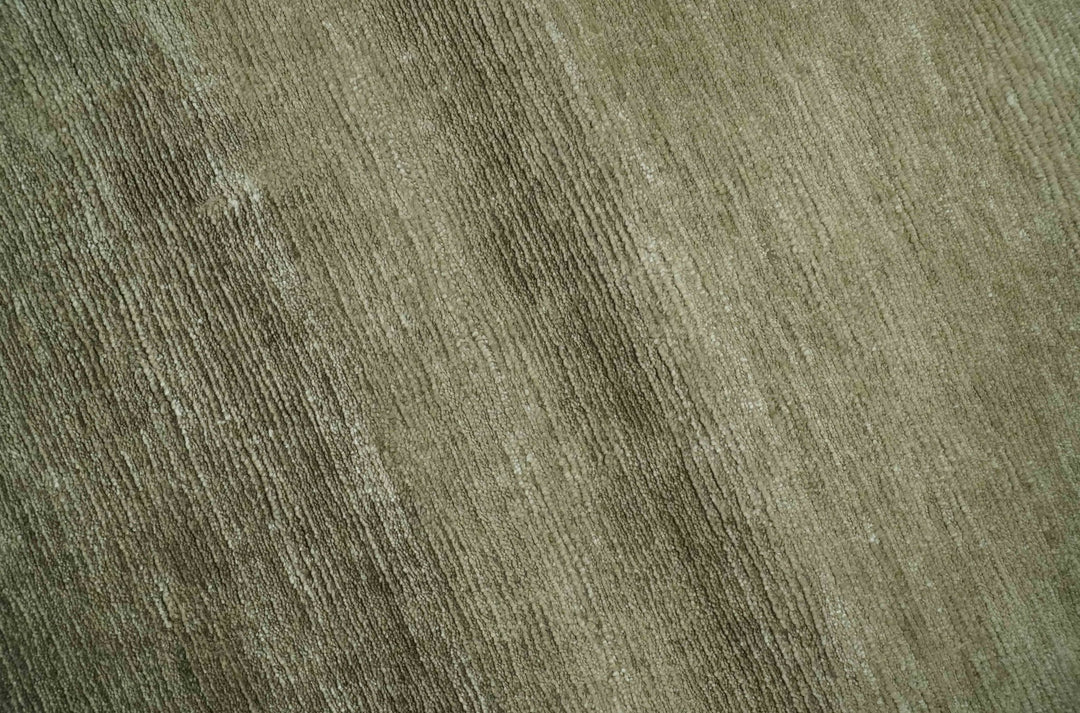Modern Solid Plain Olive Hand Knotted 6x9 Bamboo Silk area Rug - The Rug Decor